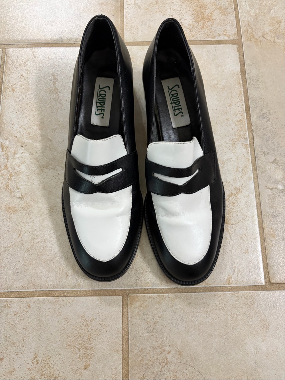 Scruples  Two-Tone Black and White Women's Penny Loafers